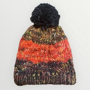 Scala Women’s Multicolor Fleece Lined Hand Knit Beanie with Pom-Pom